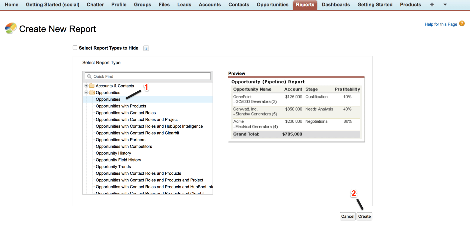SFDC Opportunities Report