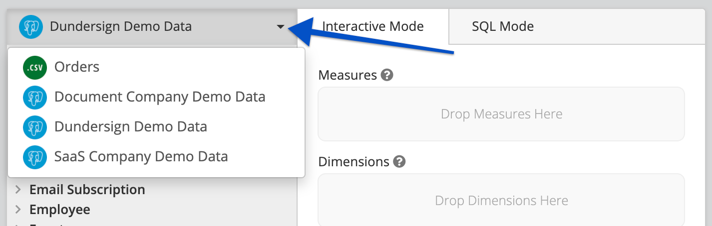 Select a data source for your Dataset